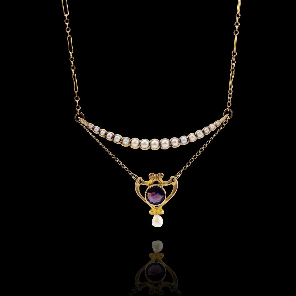 Antique Art Nouveau Pendant Lavalier Necklace