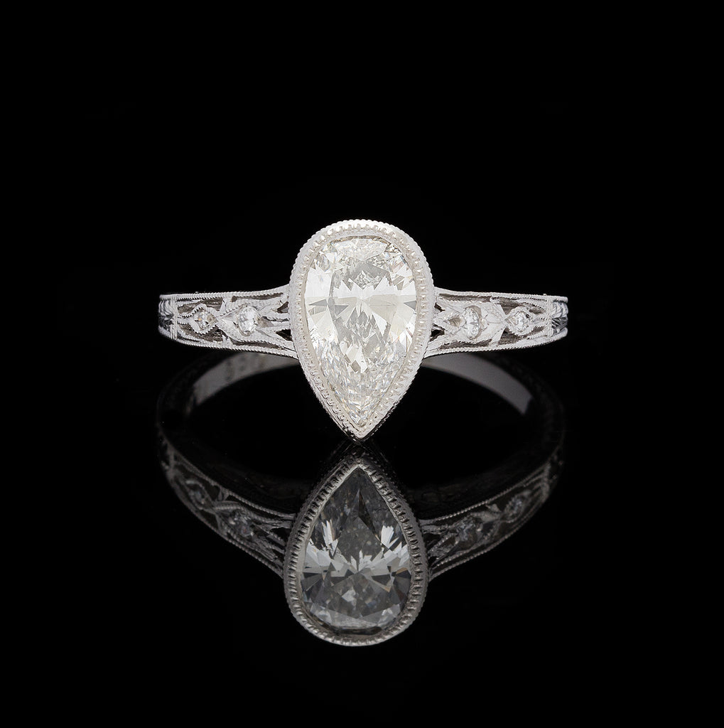 1.08-ct Pear Shape Diamond Platinum Ring