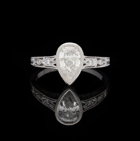 1.08-ct Pear Shape Diamond Platinum Ring