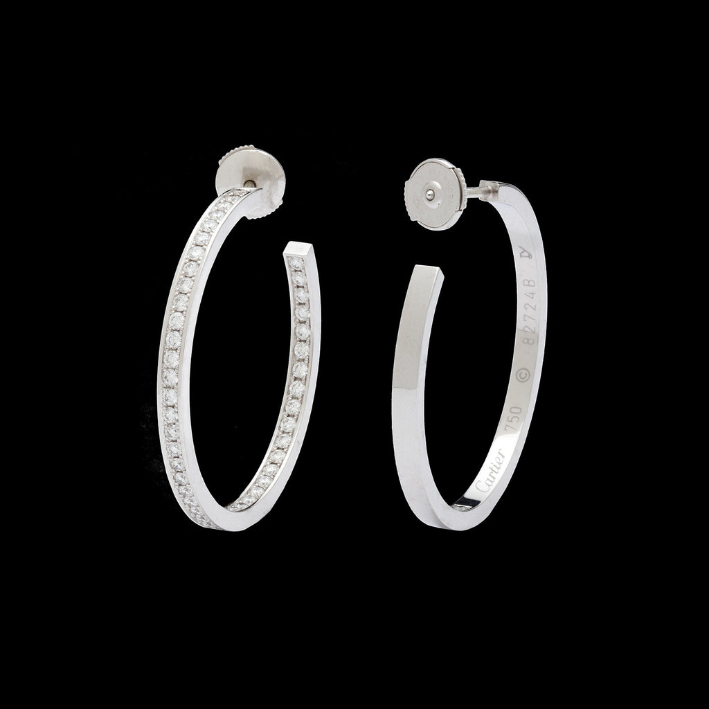 Cartier Inside Out Diamond Gold Hoop Earrings