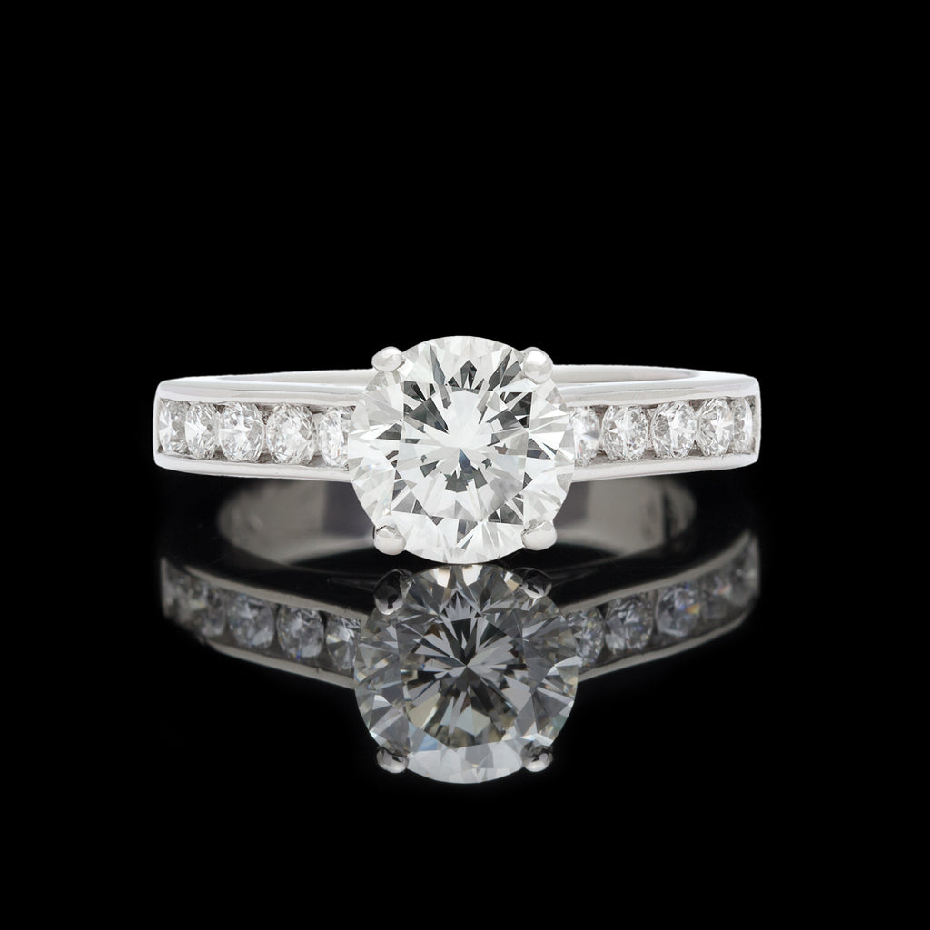 GIA 1.44 carat Round Brilliant Cut in Platinum Diamond Setting