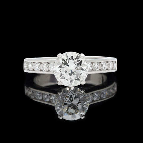 GIA 1.44 carat Round Brilliant Cut in Platinum Diamond Setting
