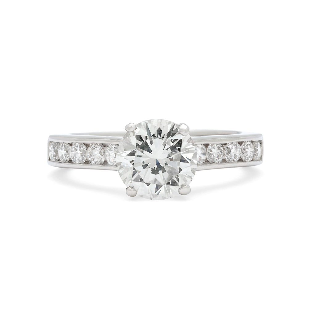 GIA 1.44 carat Round Brilliant Cut in Platinum Diamond Setting