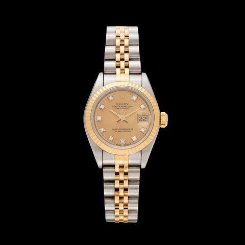 Rolex Two-Tone Datejust Ladies Diamond Dial Wristwatch