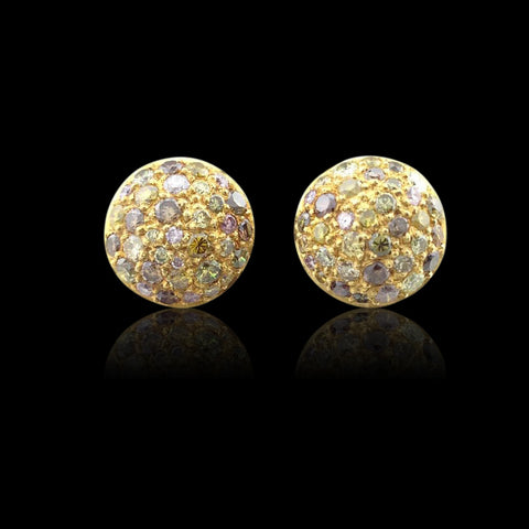 Multi Color Pavé Diamond Button Earrings