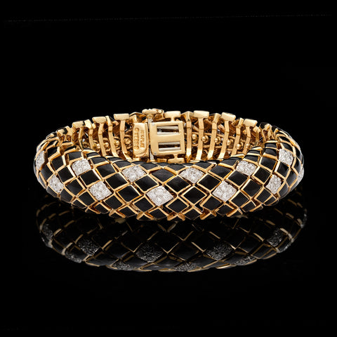 David Webb Diamond, Gold & Enamel Bracelet