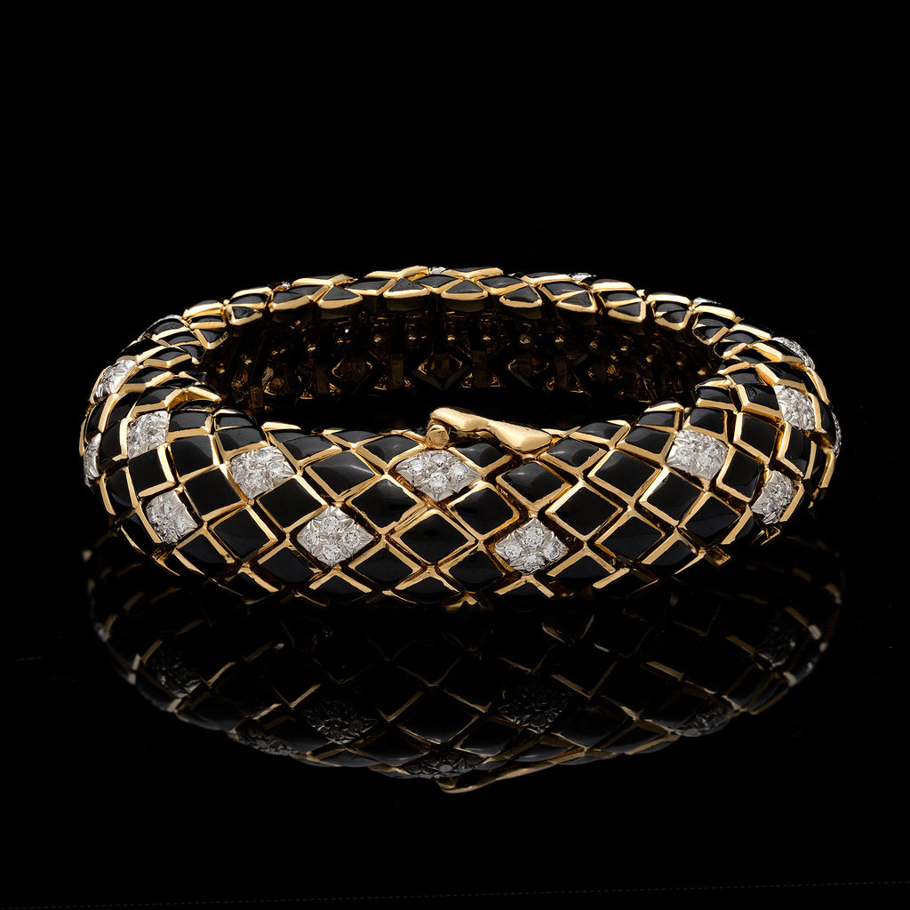 David Webb Diamond, Gold & Enamel Bracelet