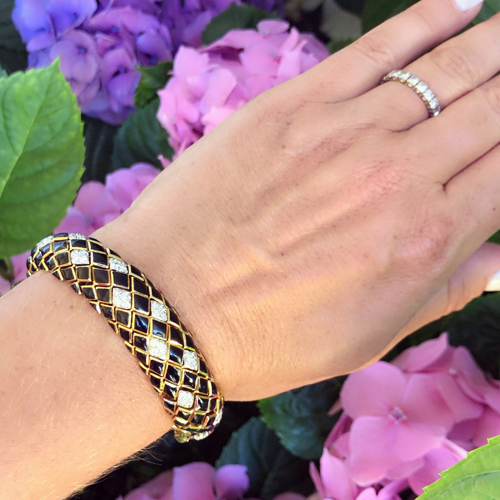 David Webb Diamond, Gold & Enamel Bracelet