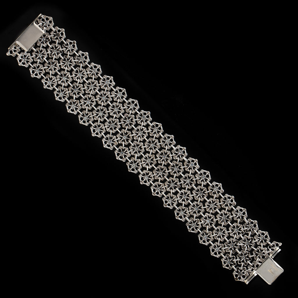 Damiani Diamond White Gold Wide Mesh Floral Bracelet
