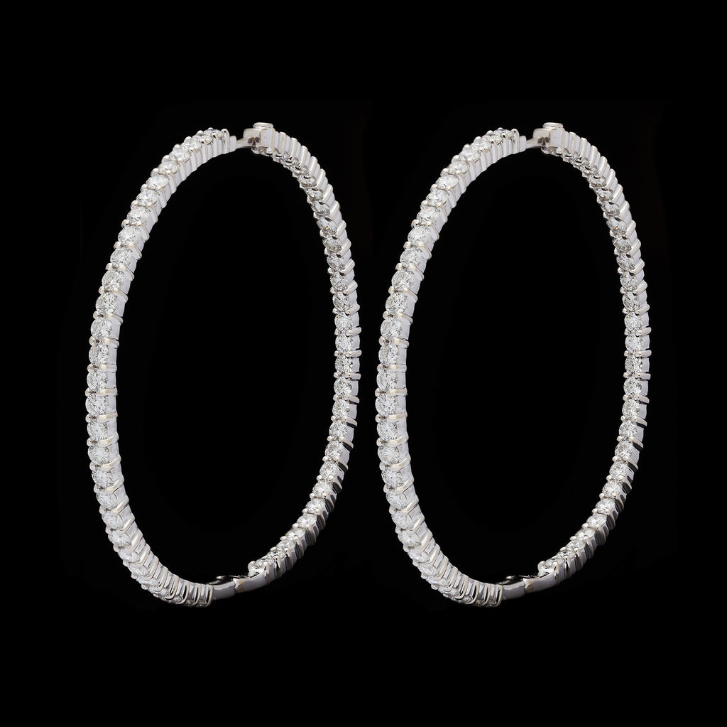 Large 18k White Gold 7.28 ct. tw. Diamond Hoop Earrings