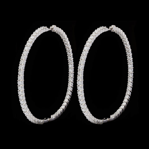 Large 18k White Gold 7.28 ct. tw. Diamond Hoop Earrings