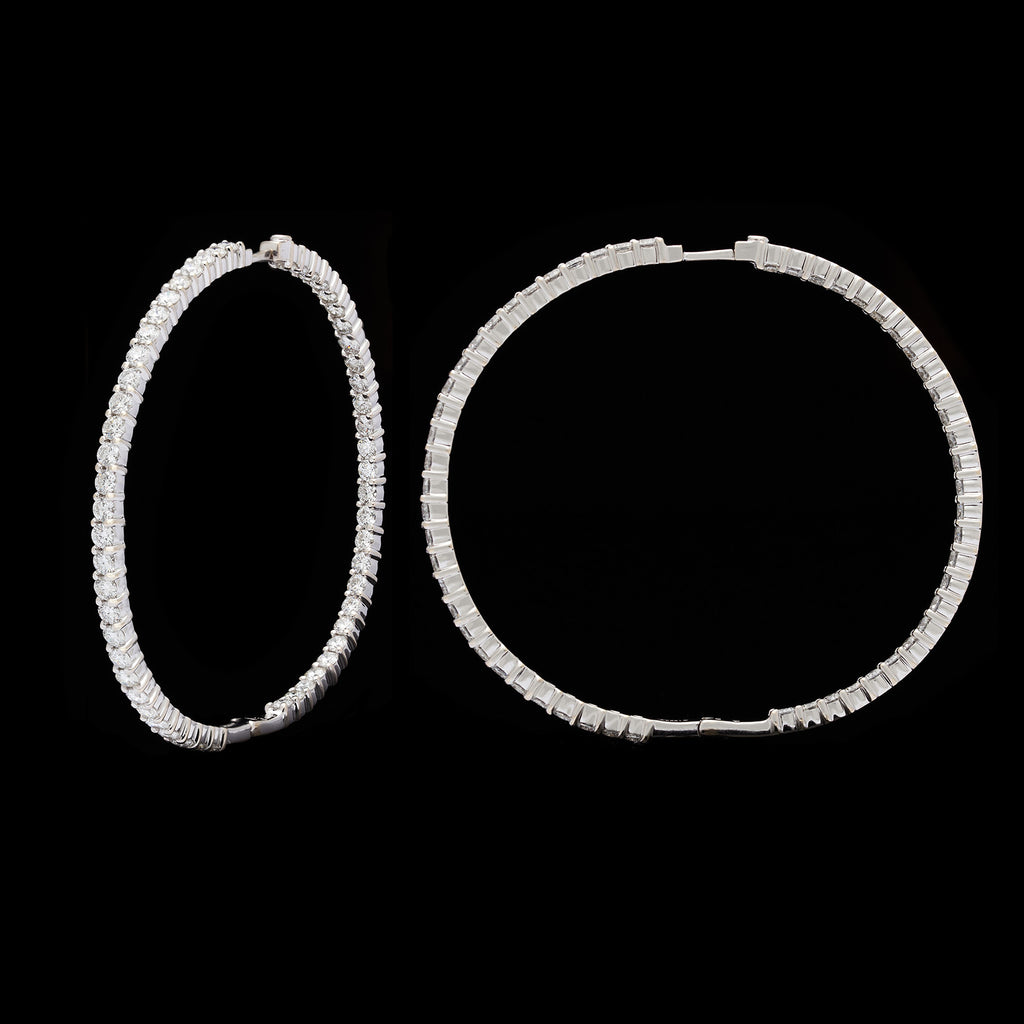 Large 18k White Gold 7.28 ct. tw. Diamond Hoop Earrings