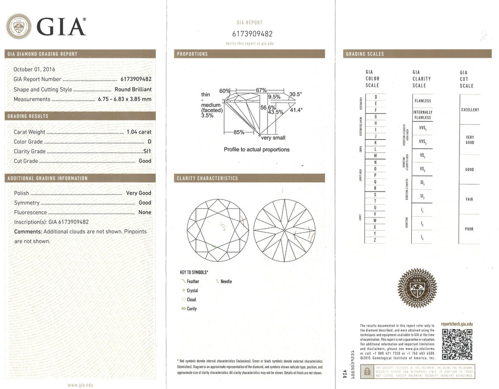 GIA 1.04-ct Round Brilliant-Cut Diamond Pavé Platinum Engagement Ring