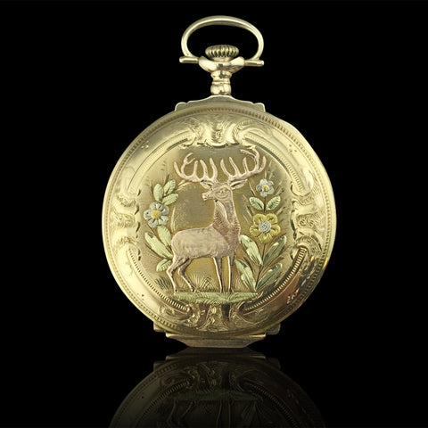 Engraved Illinois 14k Gold Hunting Case Pocket Watch, circa 1930s