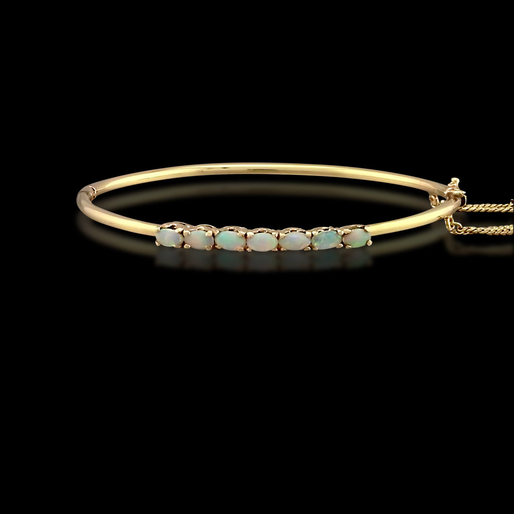 Opal 14k Yellow Gold Thin Bangle Bracelet