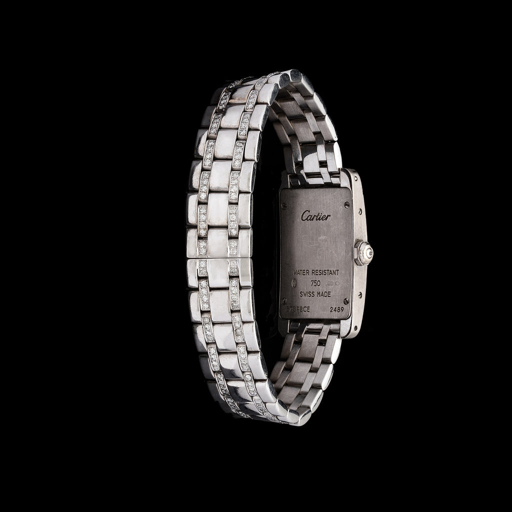 Cartier Tank Américaine Diamond 18k White Gold Ladies Wristwatch