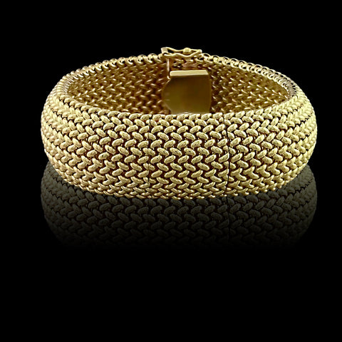 Ladies Omega Mid Century Yellow Gold Mesh Hidden Wristwatch Bracelet