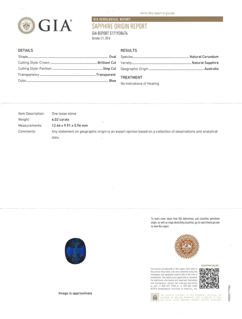 GIA 6.02-ct. Natural No Heat Blue Sapphire and Diamond Ring