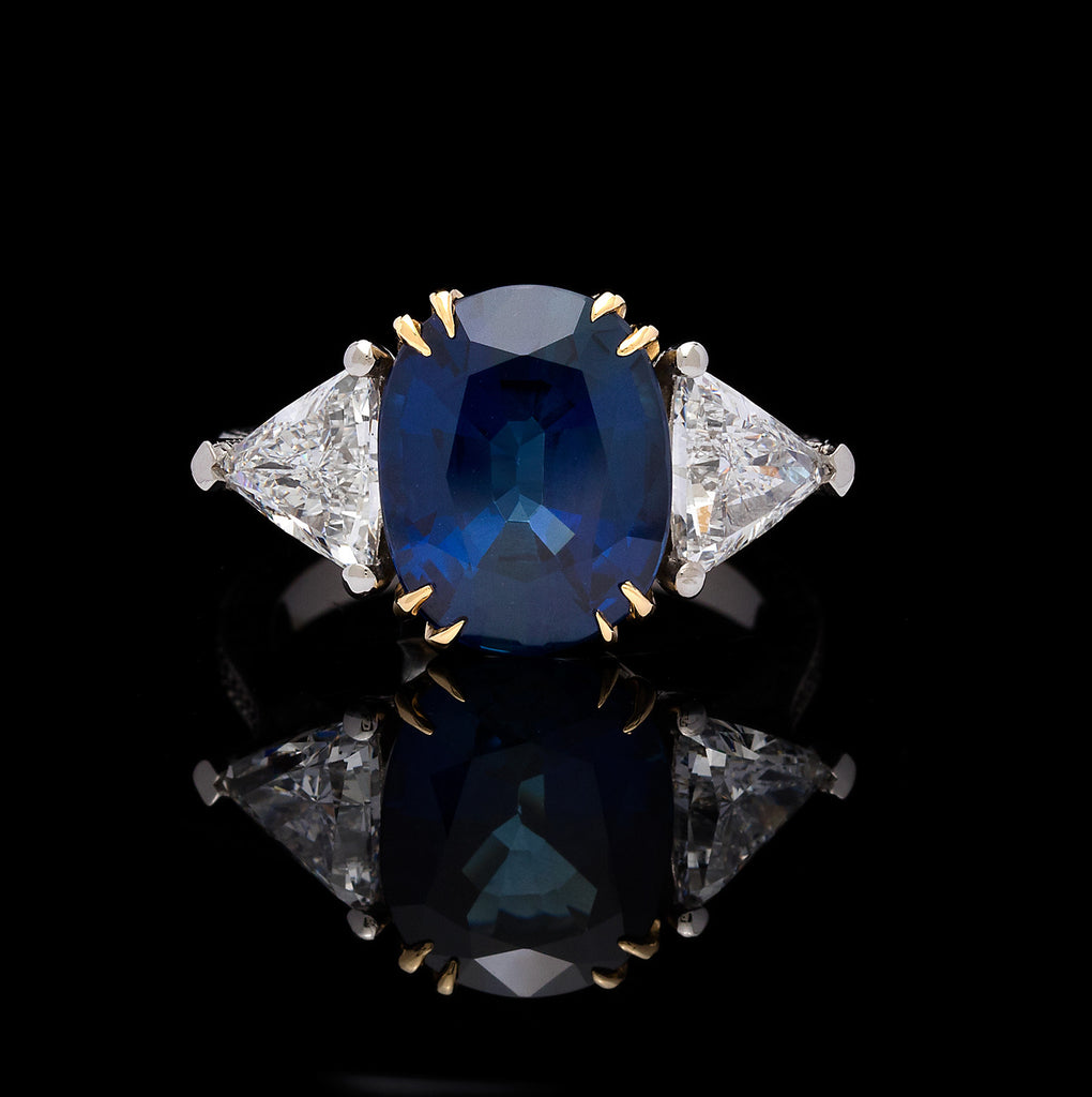 GIA 6.02-ct. Natural No Heat Blue Sapphire and Diamond Ring
