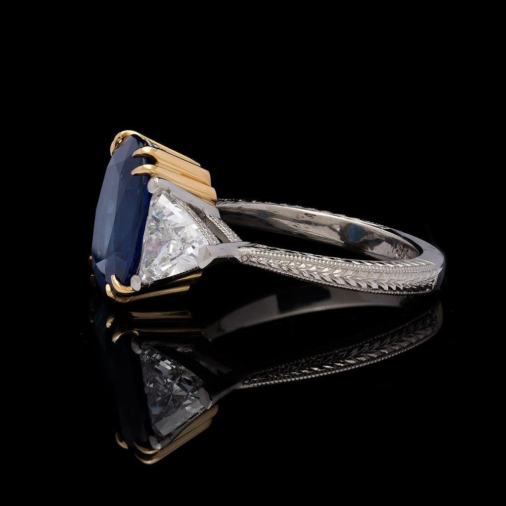 GIA 6.02-ct. Natural No Heat Blue Sapphire and Diamond Ring