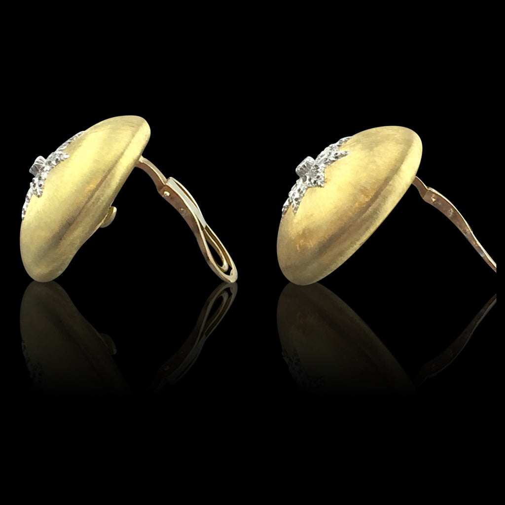 Buccellati Bicolor Gold and Diamond Oversize Button Earrings