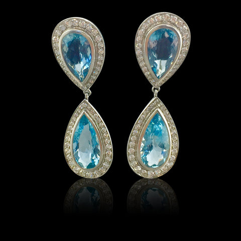 Paloma Picasso for Tiffany Aquamarine and Diamond Teardrop Earrings