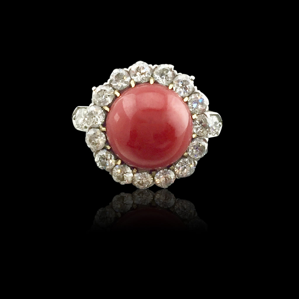Edwardian Coral and Diamond Ring