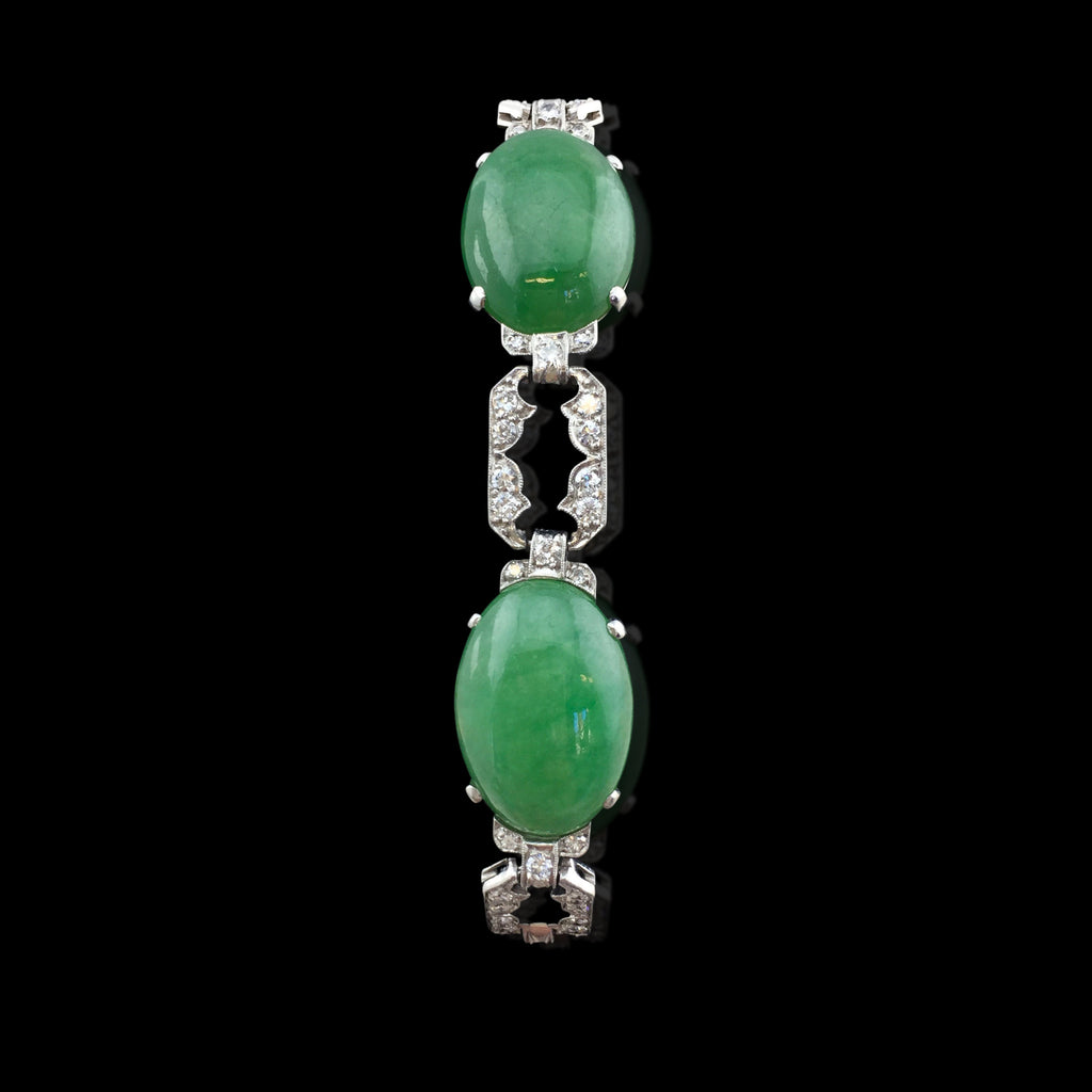 Art Deco J.E. Caldwell Jade Diamond Bracelet