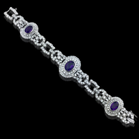 Amethyst Diamond and Platinum Bracelet