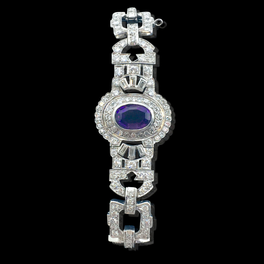 Amethyst Diamond and Platinum Bracelet
