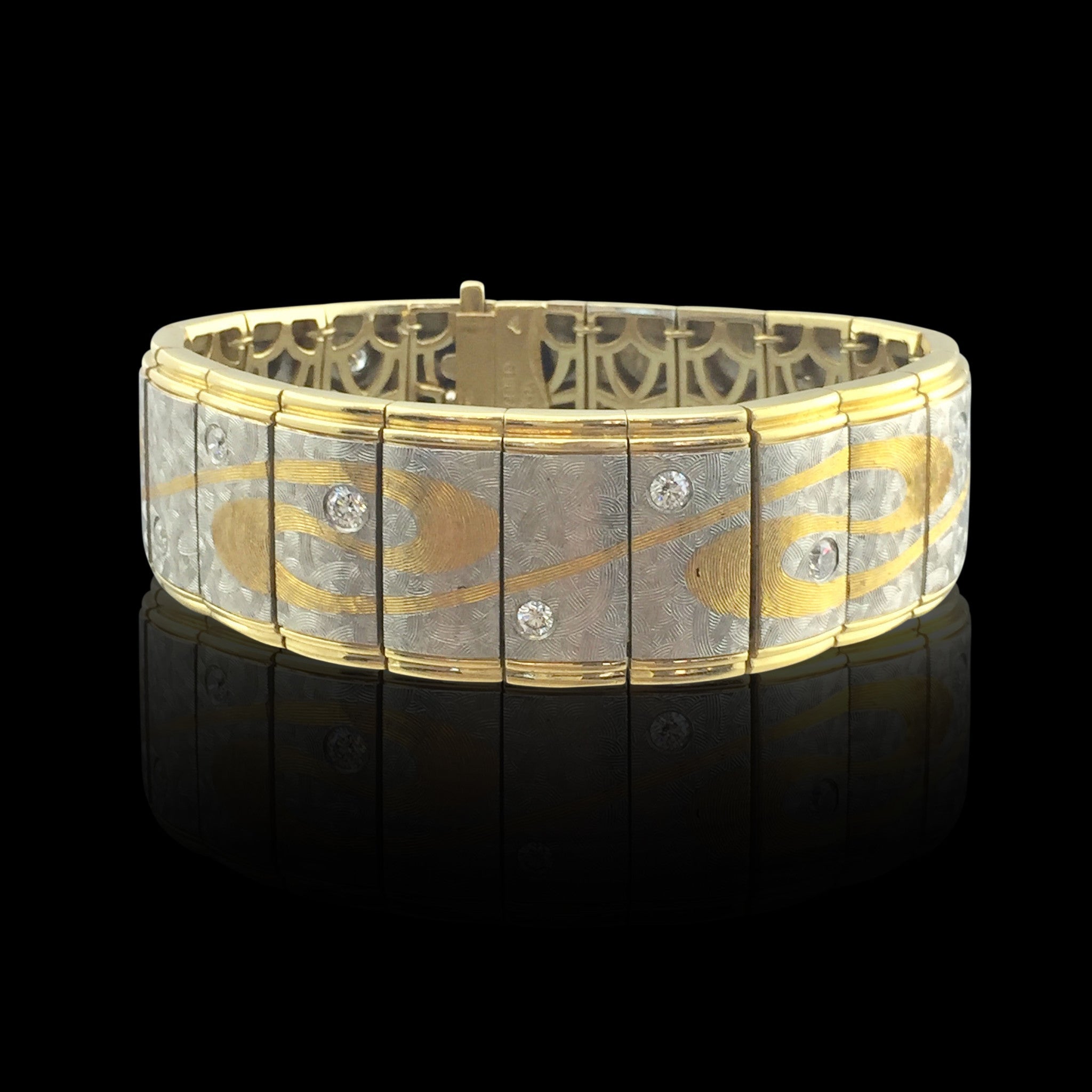 Michael Bondanza Diamond Platinum 18k Yellow Gold Link Panel