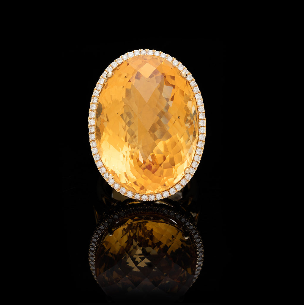 Citrine, Diamond and 18k Yellow Gold Ring