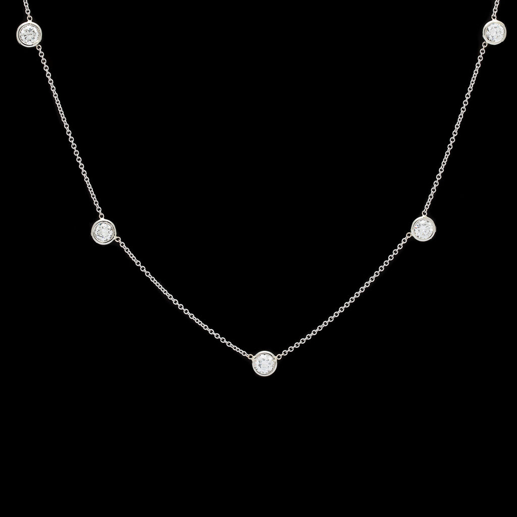 18kt White Gold Diamonds By The Yard Necklace