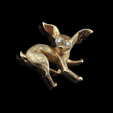Diamond and Gold Dog Brooch