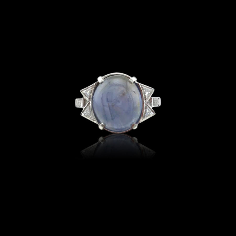 Vintage 8.00-ct Grayish-Blue Star Sapphire Platinum Ring