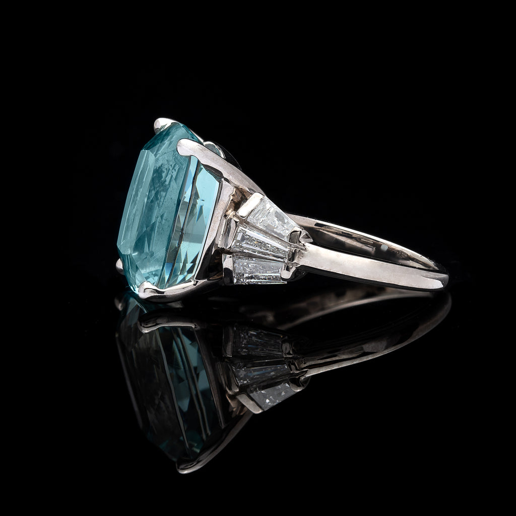 10.80-cts Cushion Aquamarine & Diamond Ring