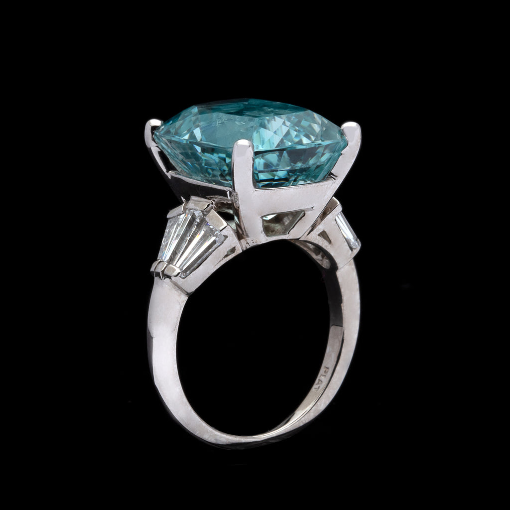 10.80-cts Cushion Aquamarine & Diamond Ring
