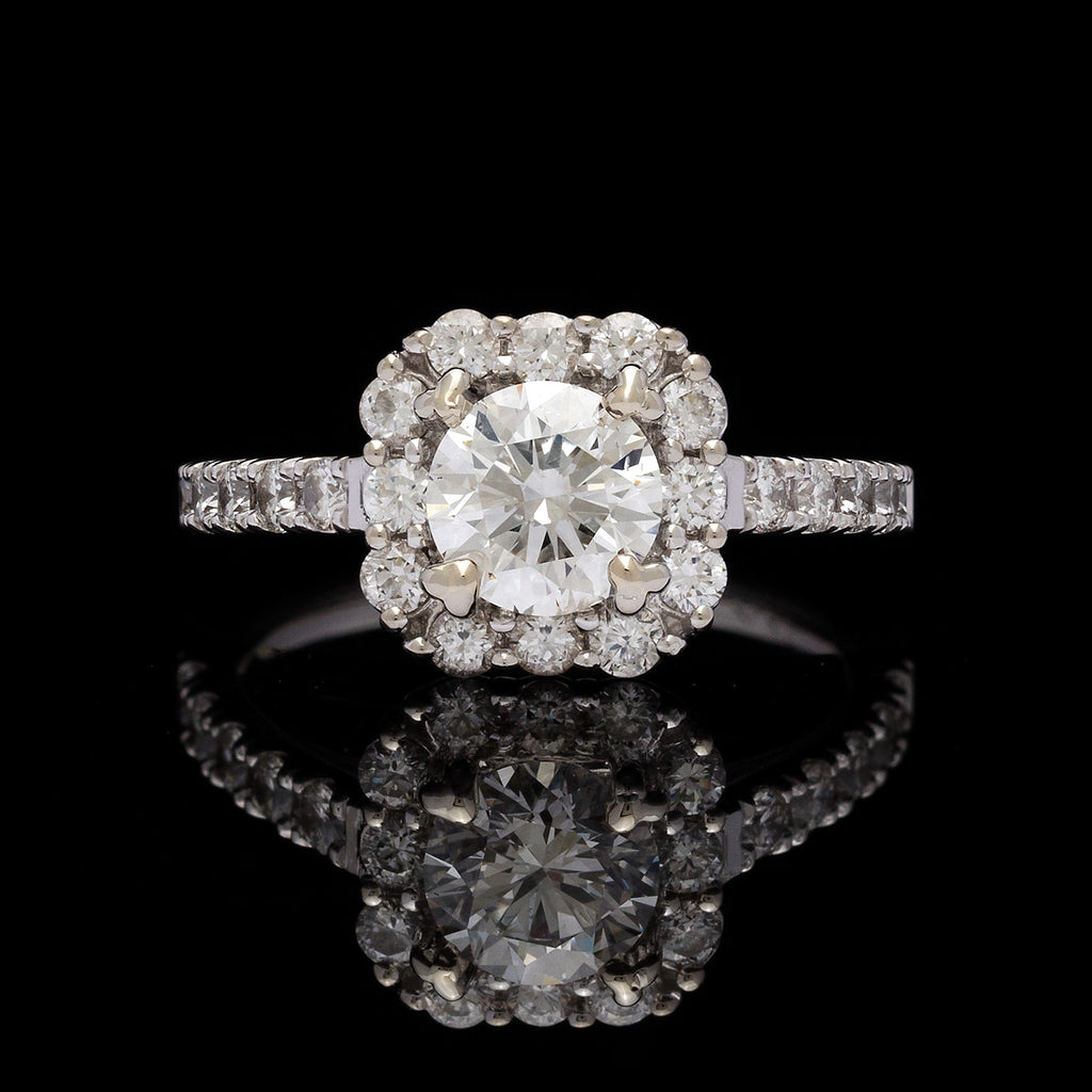 GIA Diamond and 14k White Gold Engagement Ring