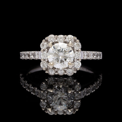 GIA Diamond and 14k White Gold Engagement Ring