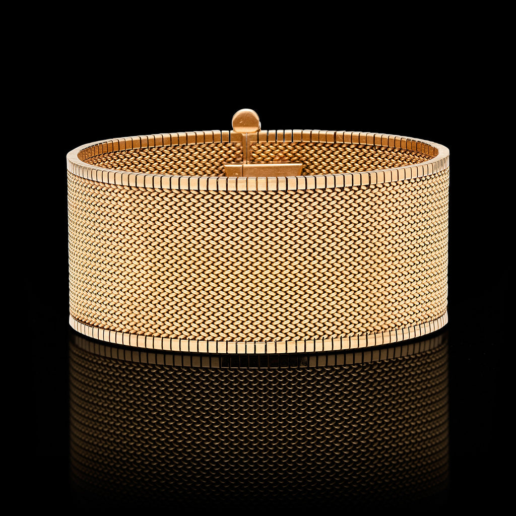 18k Yellow Gold Wide Mesh Bracelet