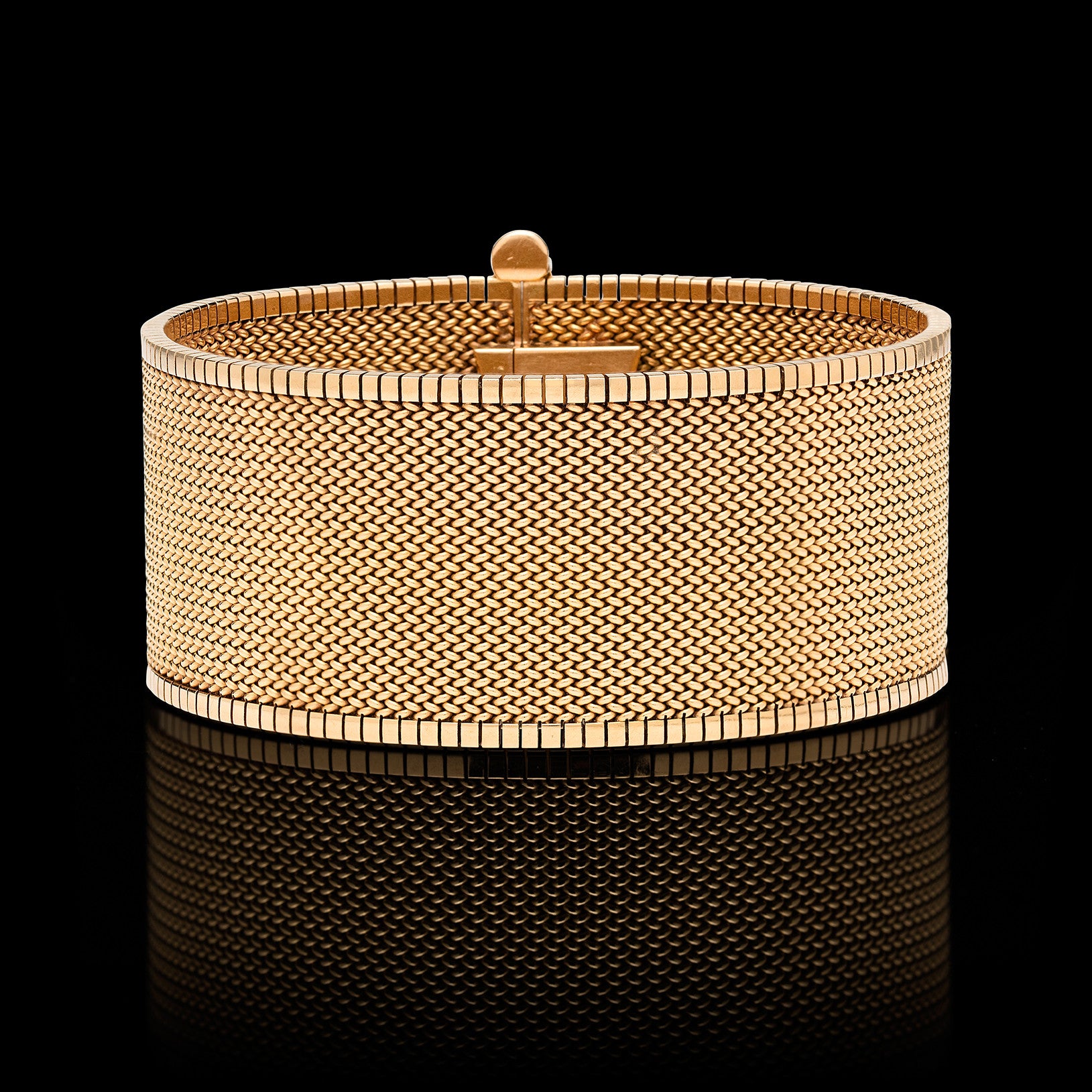 Woven Gold Bracelet with Concealed Clasp, Gay Freres, French, Imported -  Omnēque