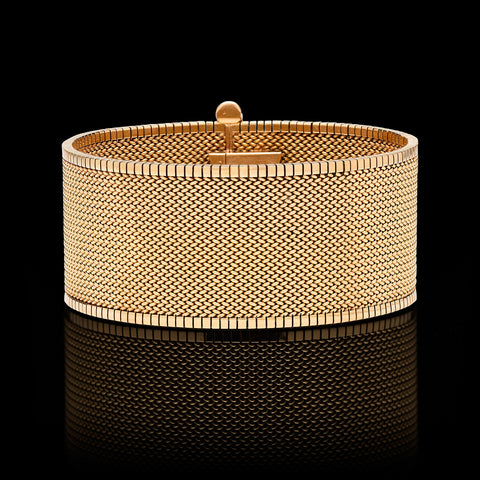18k Yellow Gold Wide Mesh Bracelet