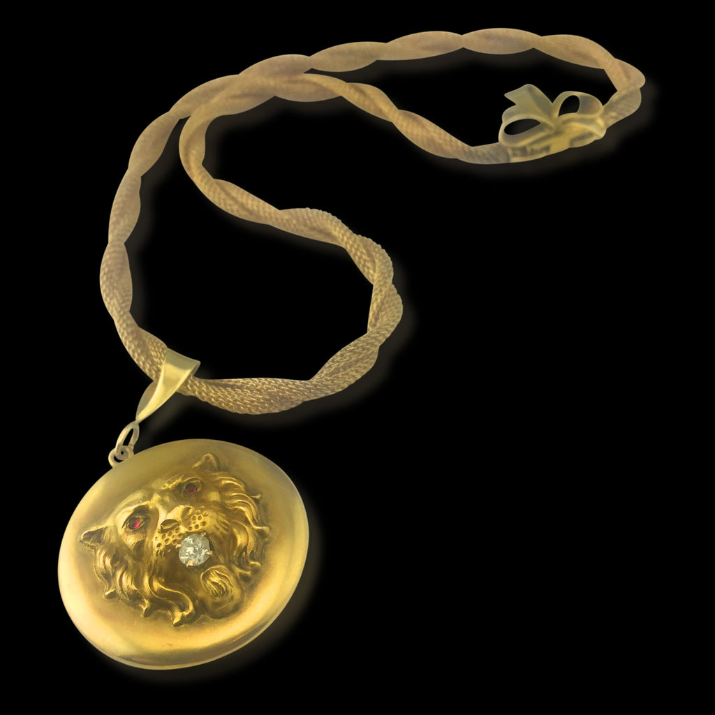 Estate Diamond and Gold Locket Pendant Necklace