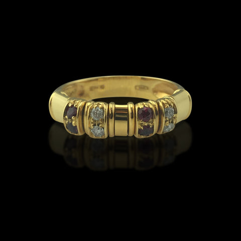 Le Petit Ruby, Diamond and 18k Yellow Gold Band Ring, Italy