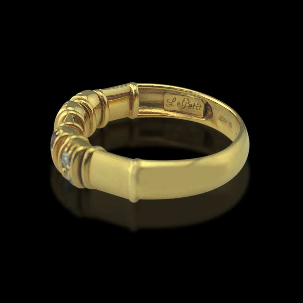 Le Petit Ruby, Diamond and 18k Yellow Gold Band Ring, Italy