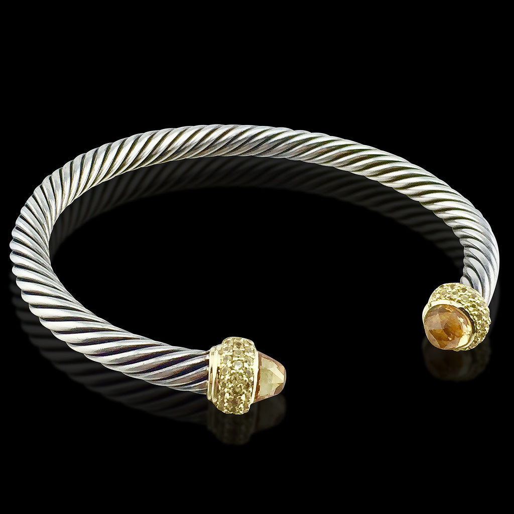 David Yurman Cable Twist Cuff with Orange Citrine
