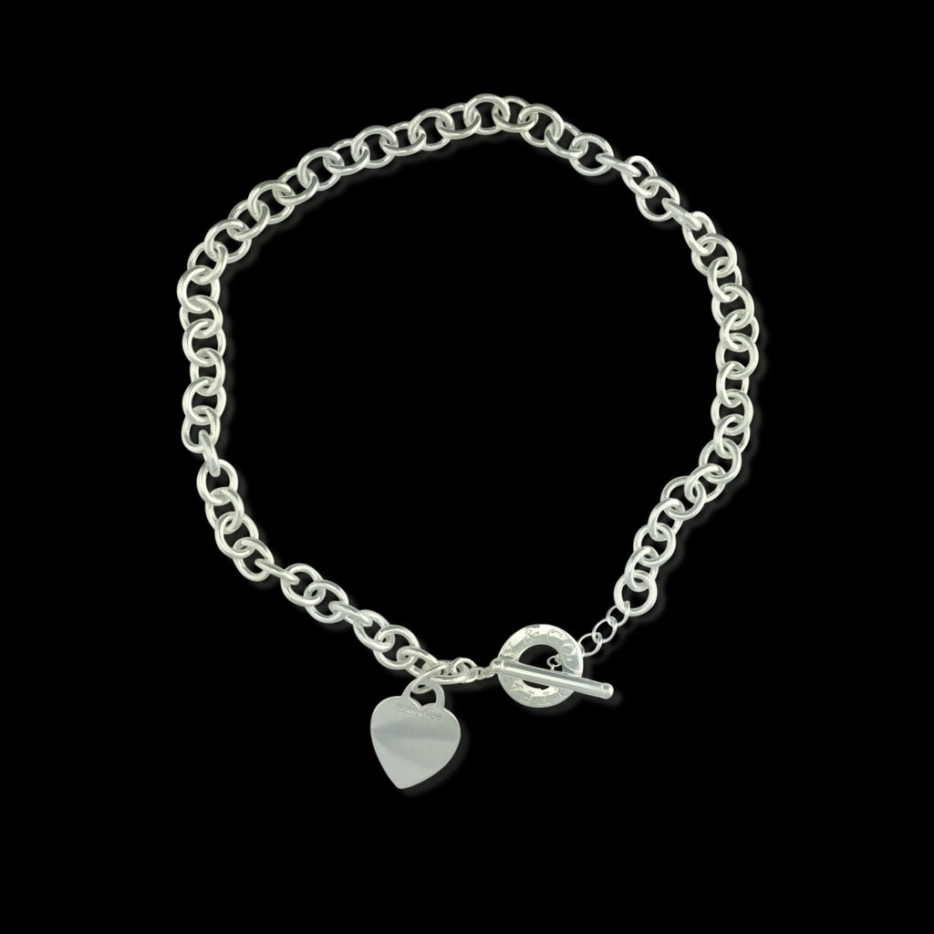 Tiffany & Co. Silver Heart Tag Toggle Necklace