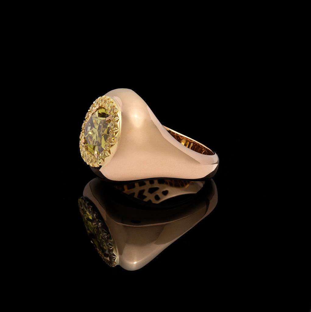 GIA 3.46-ct Fancy Color Diamond and Rose Gold Ring