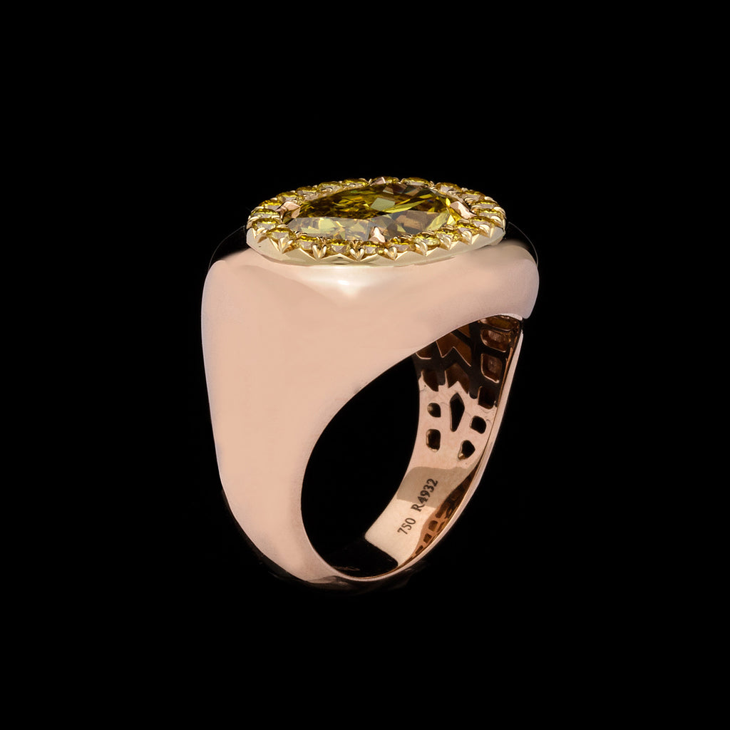 GIA 3.46-ct Fancy Color Diamond and Rose Gold Ring