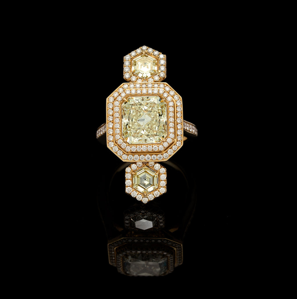 Extraordinary Radiant-Cut Yellow Diamond Ring